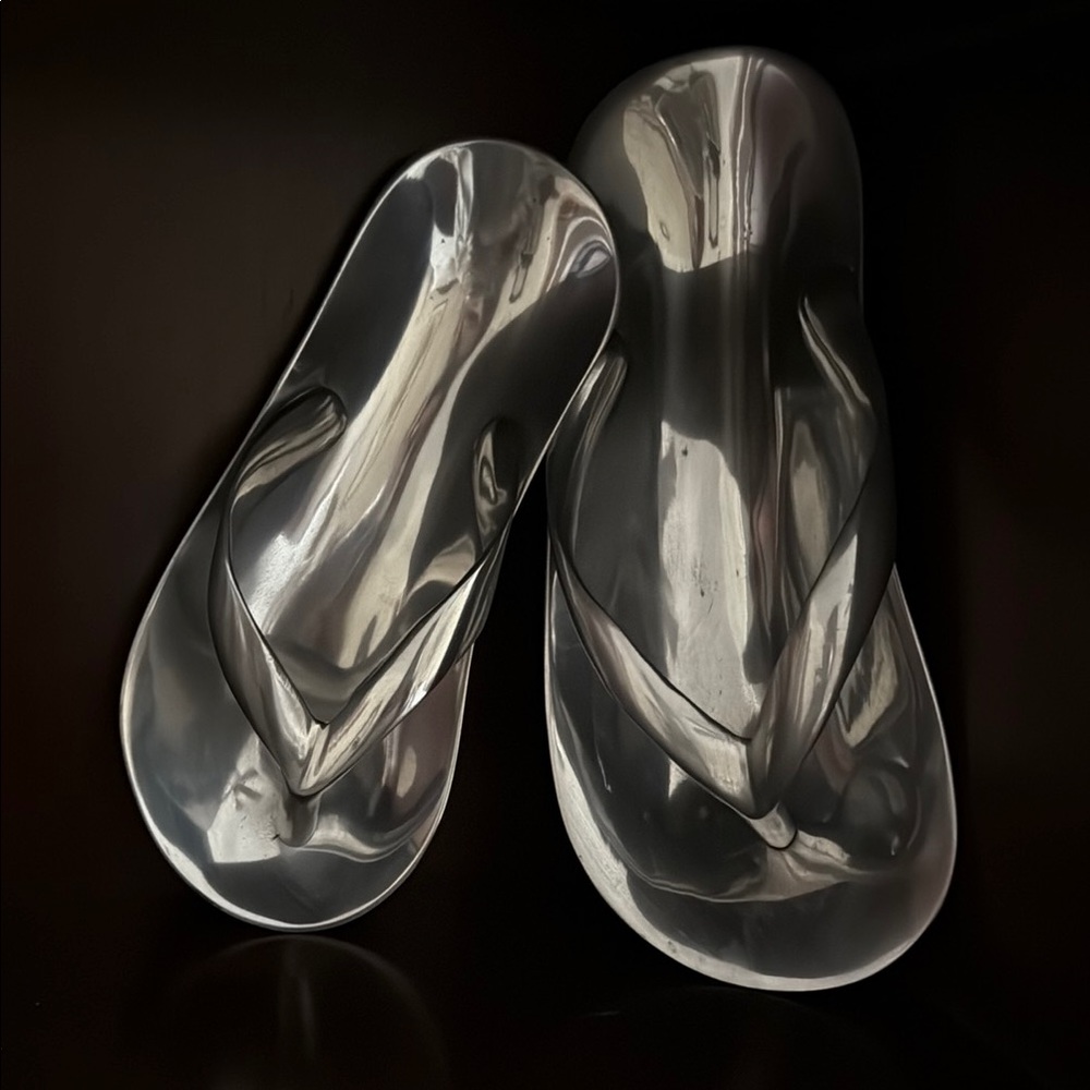 Vintage Solid Aluminum Flip Flop Sandal Dish Trinket tray Unique